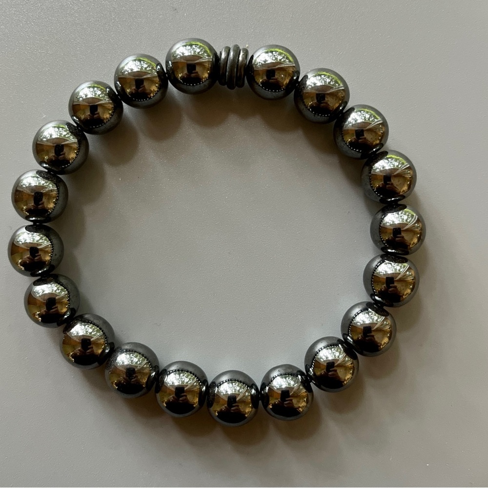 Black Hematite Handcrafted Bead Bracelet - Picture 3 of 7